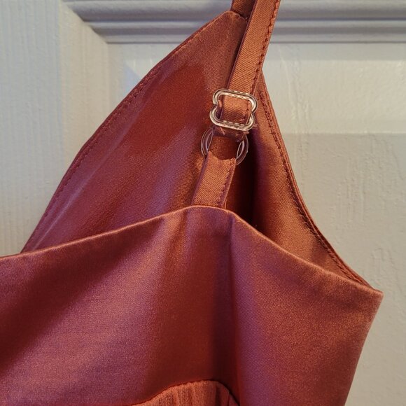 🎀Bebe Silk Cami Sheer Silk Overlay and Trailing Side Ties -- Beautiful! - Picture 5 of 10